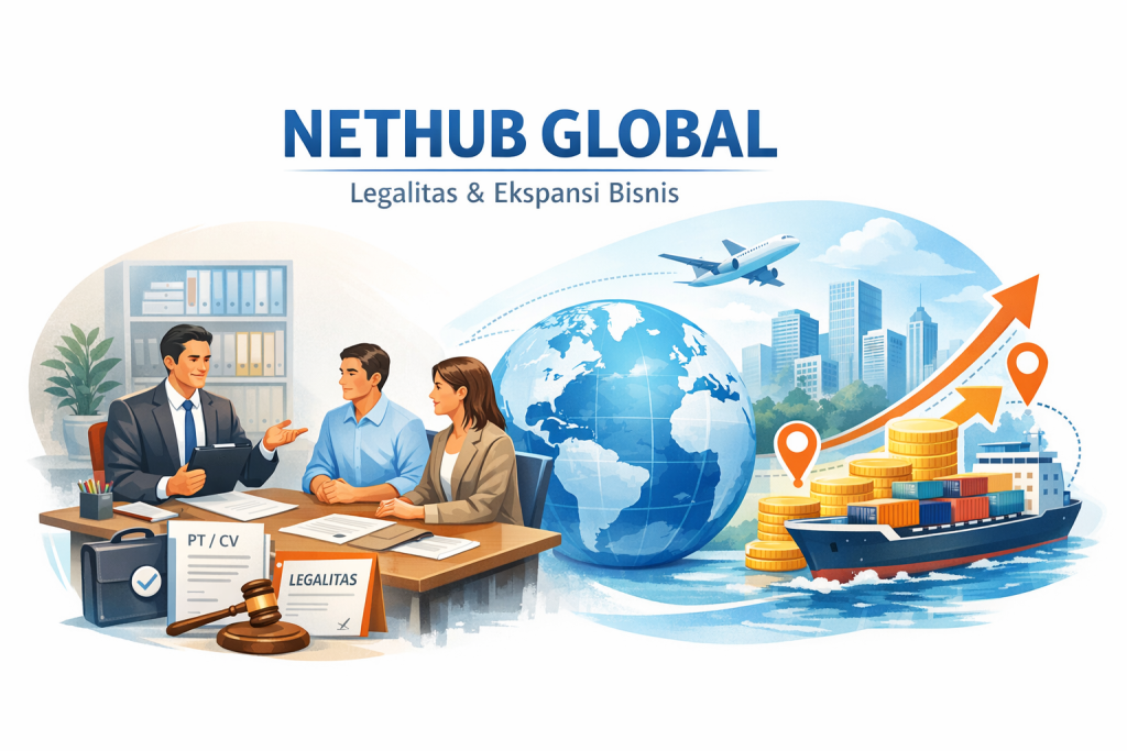 Ilustrasi konsultasi legalitas dan ekspansi bisnis bersama Nethub Global