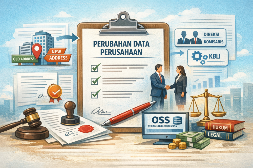 Ilustrasi pengurusan perubahan data perusahaan dan pembaruan dokumen legal