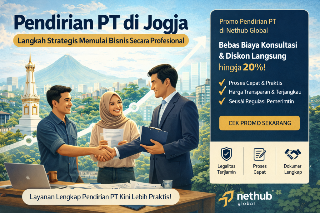 Ilustrasi pendirian PT di Jogja dengan proses legalitas usaha dan perkembangan bisnis profesional