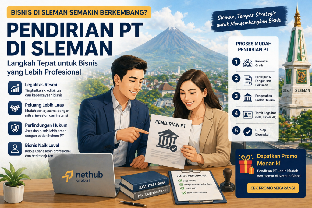 Ilustrasi pengusaha di Sleman mengurus legalitas usaha dan mengembangkan bisnis secara profesional